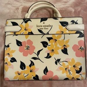 Kate Spade ~ Staci Lily Blooms Floral Satchel ~ K7686